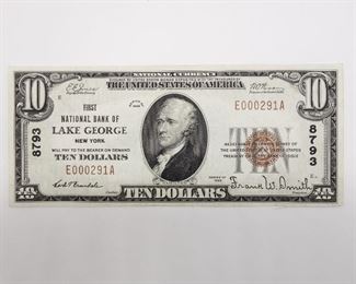 Rare Lake George National Currency Like New