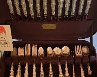 STERLING  'FRENCH SCROLL' SILVERWARE SET
