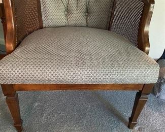 VINTAGE CANED SIDE OCCASIONAL CHAIR 