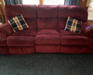 Burgundy reclining sofa 
