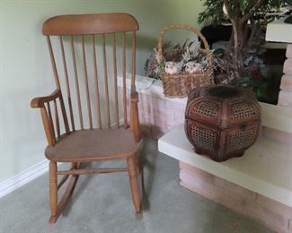 Antique Rocker - Artificial Plants - Wicker Box