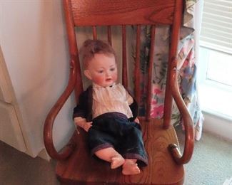 Antique Child's Rocker - Antique Doll