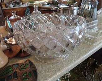 Large Punch Bowl with Glasses