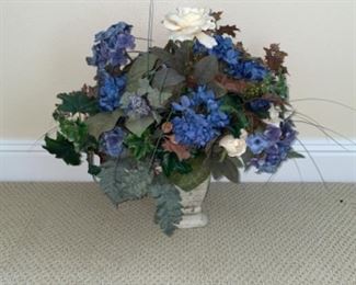 Stone Flower Holder w/ Artificial Blue Flowers