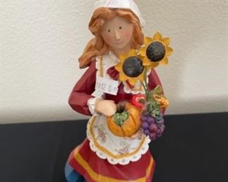 Wood Hand Carved Female Pilgrim 
