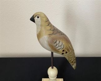 Old World Sparrow Wood Carving Stand