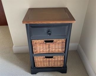 Black Rectangular Wood Wicker End Table