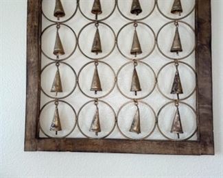 Wood and Iron Decorative Bells Square Wall Panels 