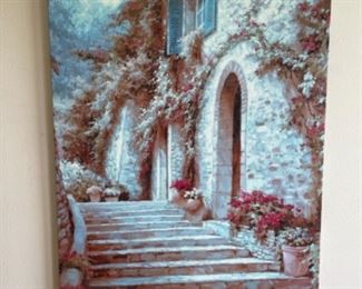 Stone House and Steps Painting