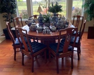 Wooden Ornate Dinette Set with Lazy Susan