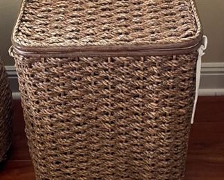Wood Wicker Laundry Basket