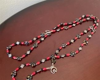Costume Red and Black Bead Necklace