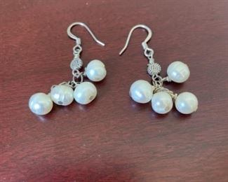 White Bead Earrings