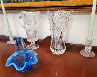 Collector Glass Vases and Large Tea pitchers 