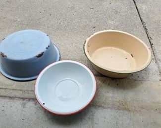 Large antique wash pots 
