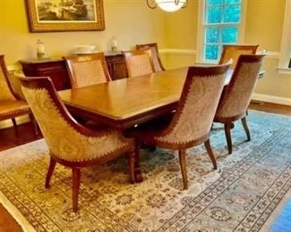 Ernest Hemingway Collection Dining Room Table Set by Thomasville. Castillian Double Pedestal Table with 8 Marceliano Chairs.  $5,500