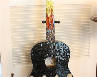 Amy Voss Glass Axe Mosaic Beatles Themed Guitar