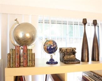 Globes, candlesticks and decor