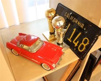 Vintage California License Plate and model Corvette