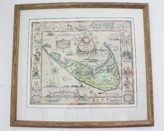 Nantucket Map Print Framed
