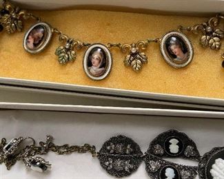 miniature portraits painted on porcelain necklace