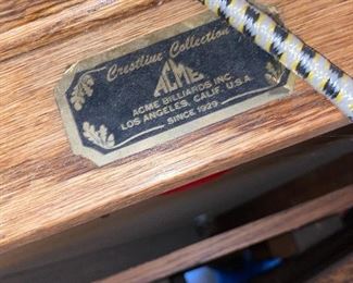 Acme bumper pool table with poker attachment. Very cool Los Angeles vintage. Store no longer in business