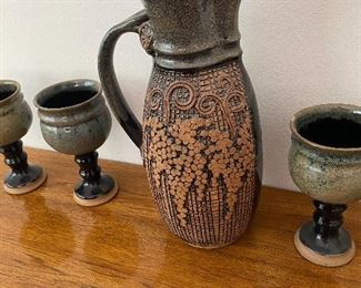 Handmade pitcher and cups
