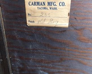 Antique Buffet Carman MFG. CO.  Tacoma, Wa 