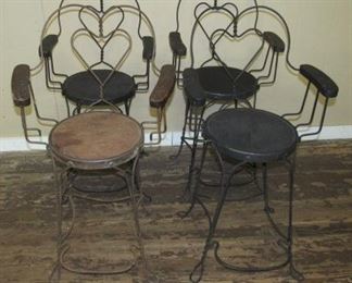 4 - Iron & Wood Seat Chairs