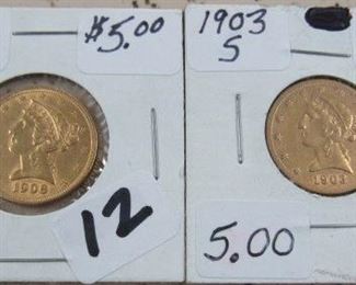 $5.00 Gold Coins