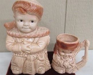 1950's Davy Crockett as Boy Cookie Jar & Mug by Brush