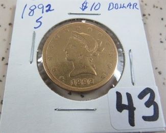 1892-S  Gold $10.00 Coin
