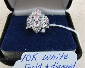 10K White Gold & Diamond Ring
