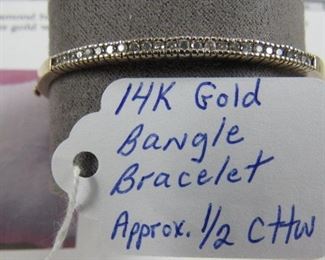 14K Gold & Diamond Bangle Bracelet