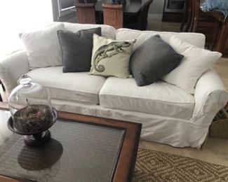 High end duck cloth sofas with slip covers. Clean and good condition