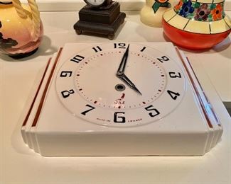 Vintage ceramic wall clock by JEX.  Made in France