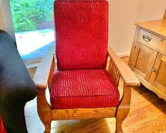 Morris style vintage reclining chair with custom upholstery