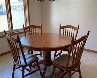 Solid Sturdy Kitchen Table, 4 Chairs and 2 Leaves 
