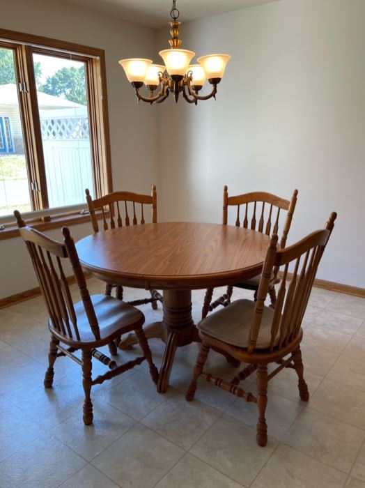 Solid Sturdy Kitchen Table, 4 Chairs and 2 Leaves 