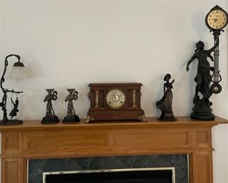Antique Seth Thomas Clock, Lamp, Figural Clock and more