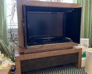 Lacquer TV cabinet, high style $180