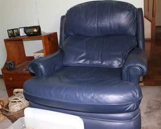 Blue leather recliner (older, real leather) in very good condition - does not rock or swivel