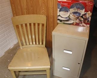 File cabinet, office chair