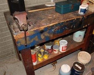 Vintage work bench with vise (in basement - bring help to load)