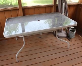 Patio table, umbrella, etc