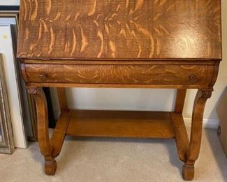 Antique Tiger Oak Secretary Desk
Great condition!
Measures: 32” across x 16 1/2” deep x 28” tall to desk, 40” tall to top. 
Must be able to move and load yourself.