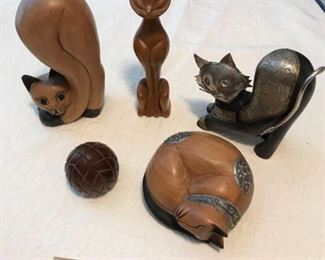 Carved Wood Cats and More