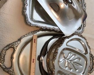 Large Silverplate Serving Trays