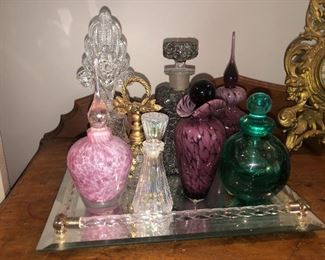 Collection of perfume bottles. 