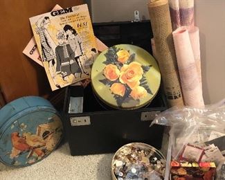Vintage buttons and tins